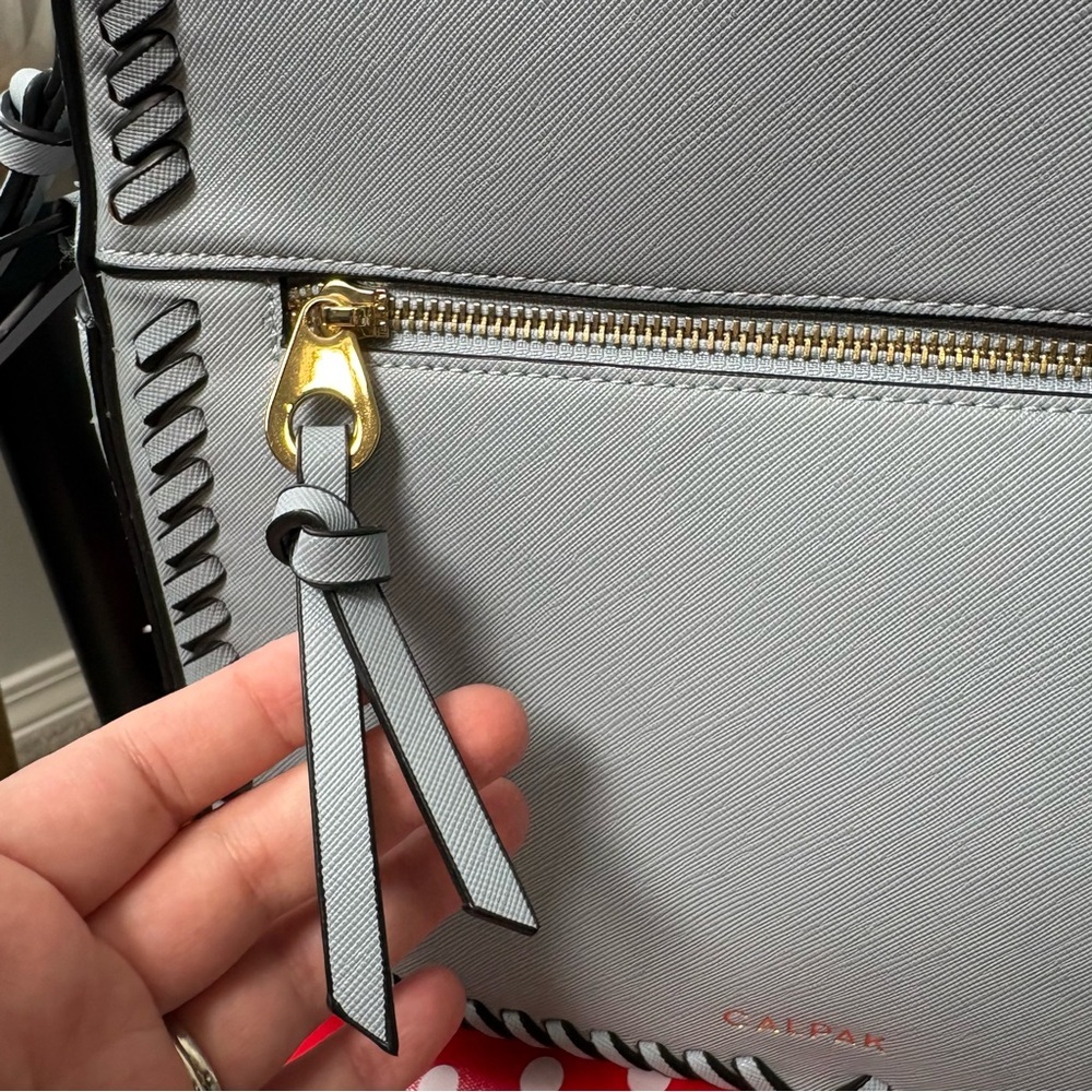 CALPAK Kaya Faux Leather Light Blue Backpack - Picture 3 of 13
